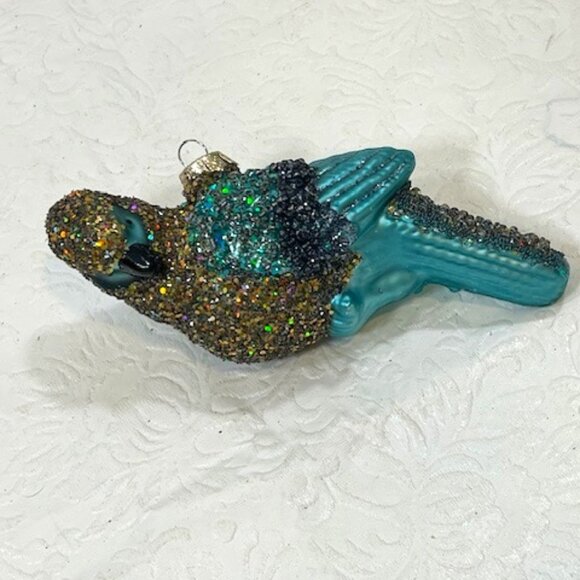 Glittered Blue Parrot Bird Christmas Tree Ornament 2.5"x 5" - Picture 2 of 14